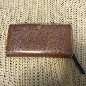 Rose gold glittery Kate Spade zipper wallet